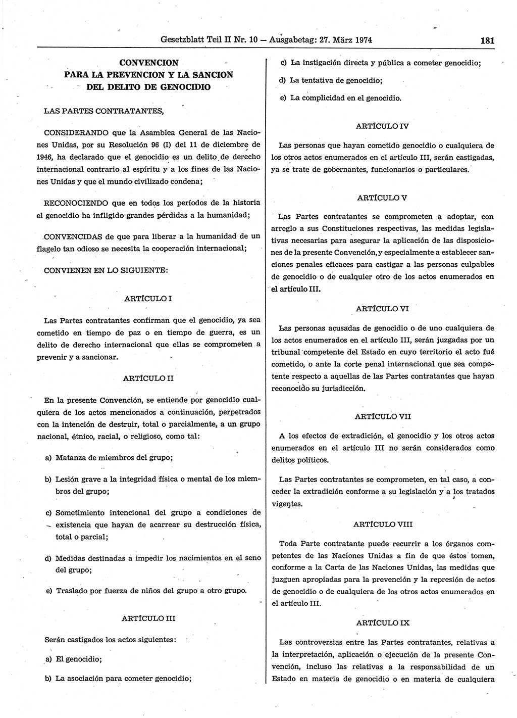 Gesetzblatt (GBl.) der Deutschen Demokratischen Republik (DDR) Teil ⅠⅠ 1974, Seite 181 (GBl. DDR ⅠⅠ 1974, S. 181)