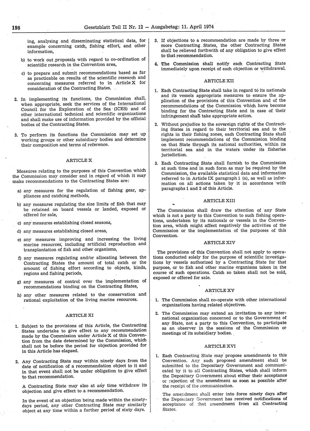 Gesetzblatt (GBl.) der Deutschen Demokratischen Republik (DDR) Teil ⅠⅠ 1974, Seite 198 (GBl. DDR ⅠⅠ 1974, S. 198)