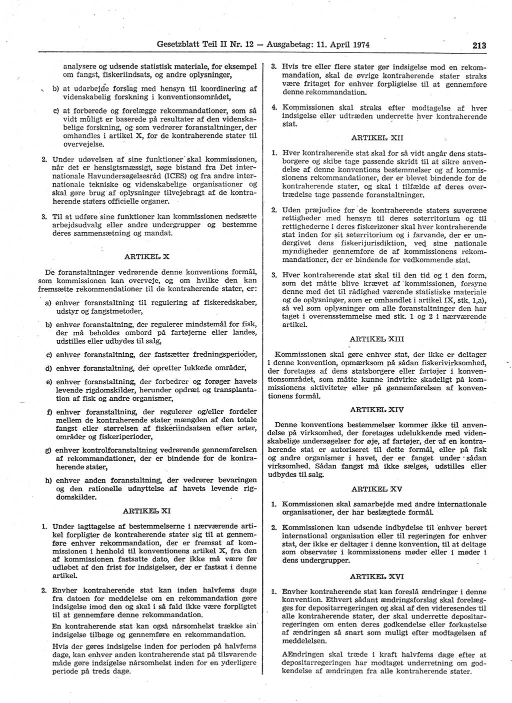 Gesetzblatt (GBl.) der Deutschen Demokratischen Republik (DDR) Teil ⅠⅠ 1974, Seite 213 (GBl. DDR ⅠⅠ 1974, S. 213)