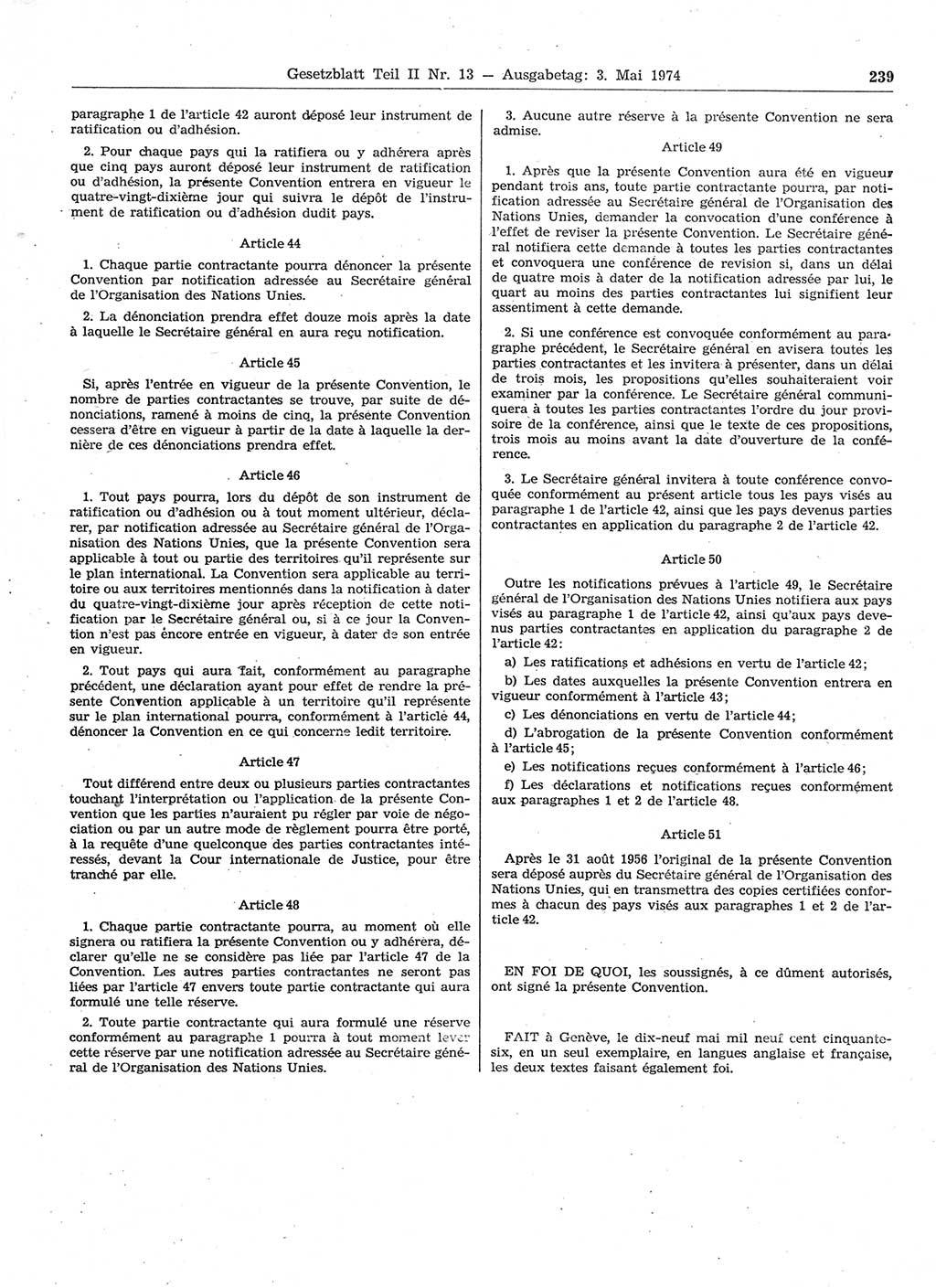 Gesetzblatt (GBl.) der Deutschen Demokratischen Republik (DDR) Teil ⅠⅠ 1974, Seite 239 (GBl. DDR ⅠⅠ 1974, S. 239)