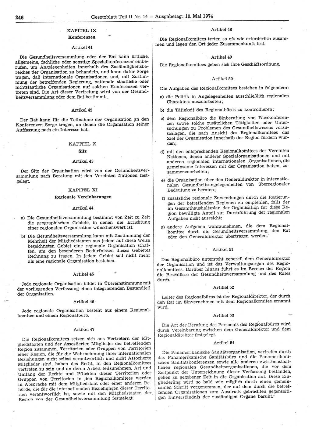 Gesetzblatt (GBl.) der Deutschen Demokratischen Republik (DDR) Teil ⅠⅠ 1974, Seite 246 (GBl. DDR ⅠⅠ 1974, S. 246)