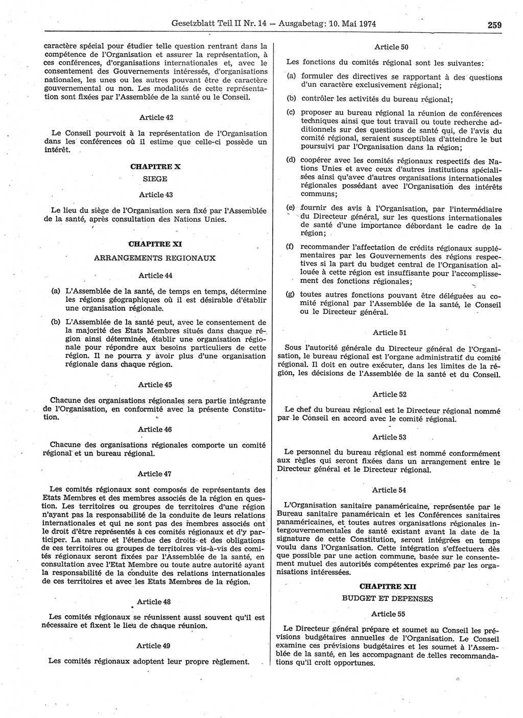 Gesetzblatt (GBl.) der Deutschen Demokratischen Republik (DDR) Teil ⅠⅠ 1974, Seite 259 (GBl. DDR ⅠⅠ 1974, S. 259)