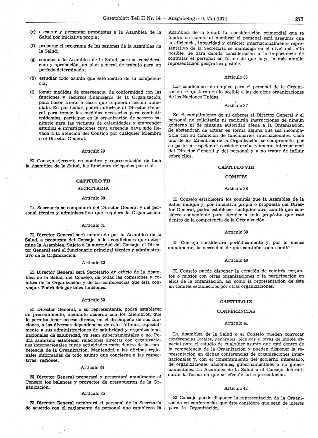 Gesetzblatt (GBl.) der Deutschen Demokratischen Republik (DDR) Teil ⅠⅠ 1974, Seite 277 (GBl. DDR ⅠⅠ 1974, S. 277)