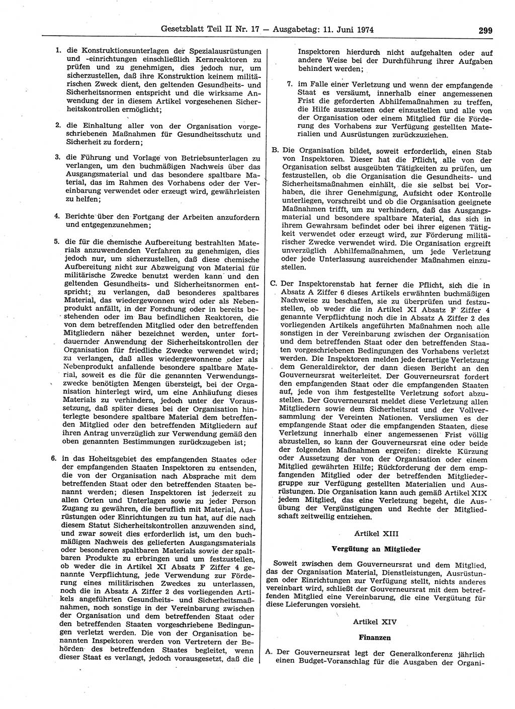 Gesetzblatt (GBl.) der Deutschen Demokratischen Republik (DDR) Teil ⅠⅠ 1974, Seite 299 (GBl. DDR ⅠⅠ 1974, S. 299)