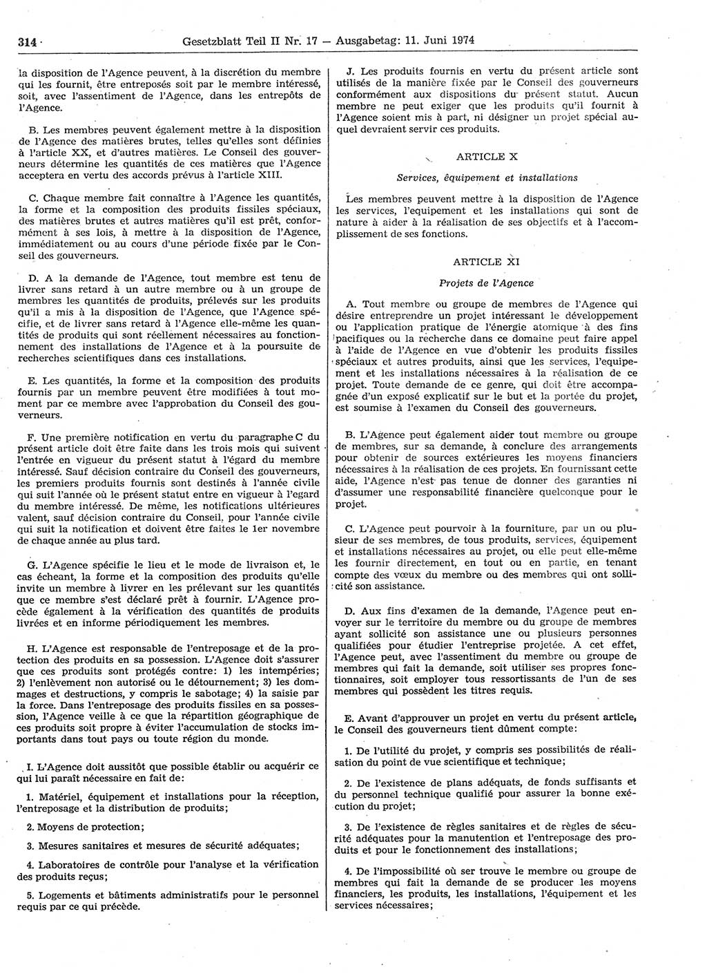 Gesetzblatt (GBl.) der Deutschen Demokratischen Republik (DDR) Teil ⅠⅠ 1974, Seite 314 (GBl. DDR ⅠⅠ 1974, S. 314)