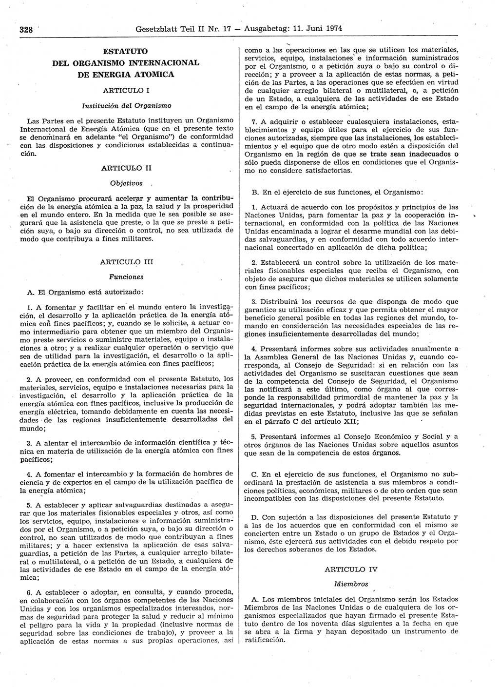 Gesetzblatt (GBl.) der Deutschen Demokratischen Republik (DDR) Teil ⅠⅠ 1974, Seite 328 (GBl. DDR ⅠⅠ 1974, S. 328)