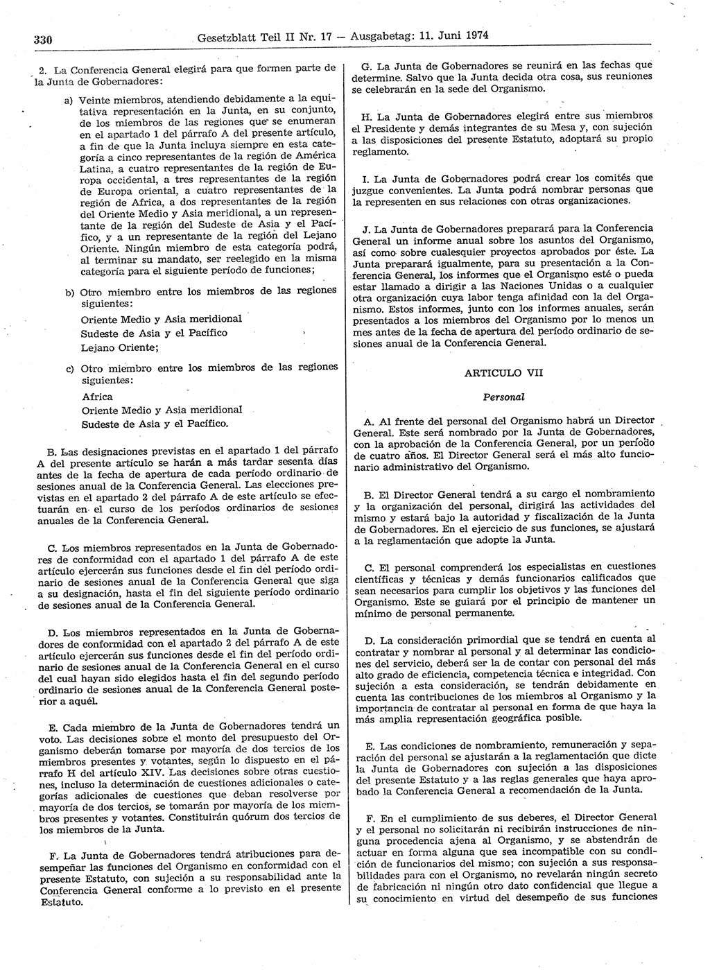 Gesetzblatt (GBl.) der Deutschen Demokratischen Republik (DDR) Teil ⅠⅠ 1974, Seite 330 (GBl. DDR ⅠⅠ 1974, S. 330)