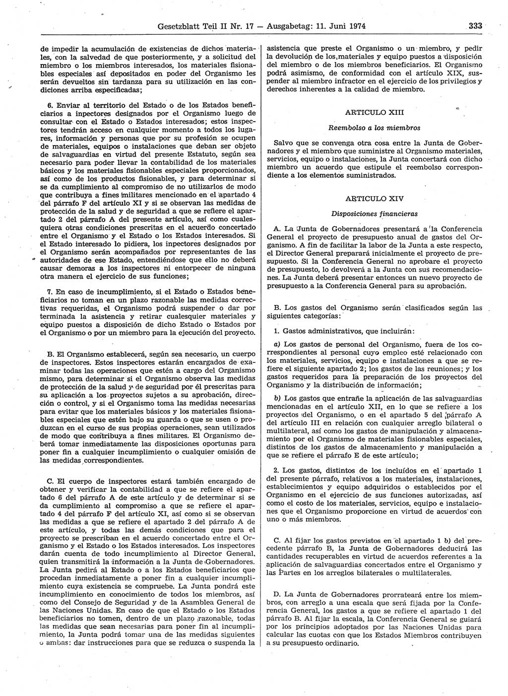 Gesetzblatt (GBl.) der Deutschen Demokratischen Republik (DDR) Teil ⅠⅠ 1974, Seite 333 (GBl. DDR ⅠⅠ 1974, S. 333)