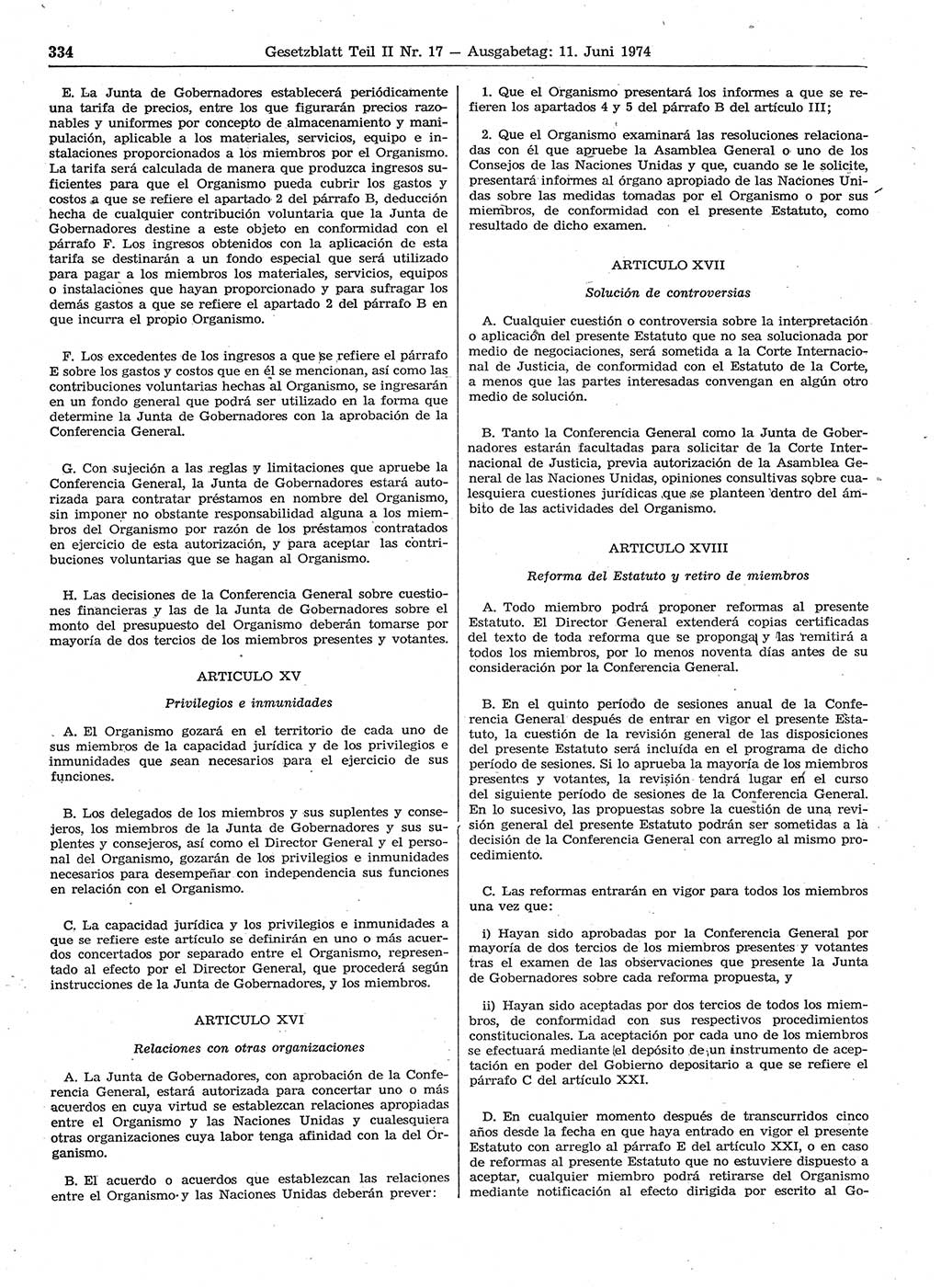 Gesetzblatt (GBl.) der Deutschen Demokratischen Republik (DDR) Teil ⅠⅠ 1974, Seite 334 (GBl. DDR ⅠⅠ 1974, S. 334)