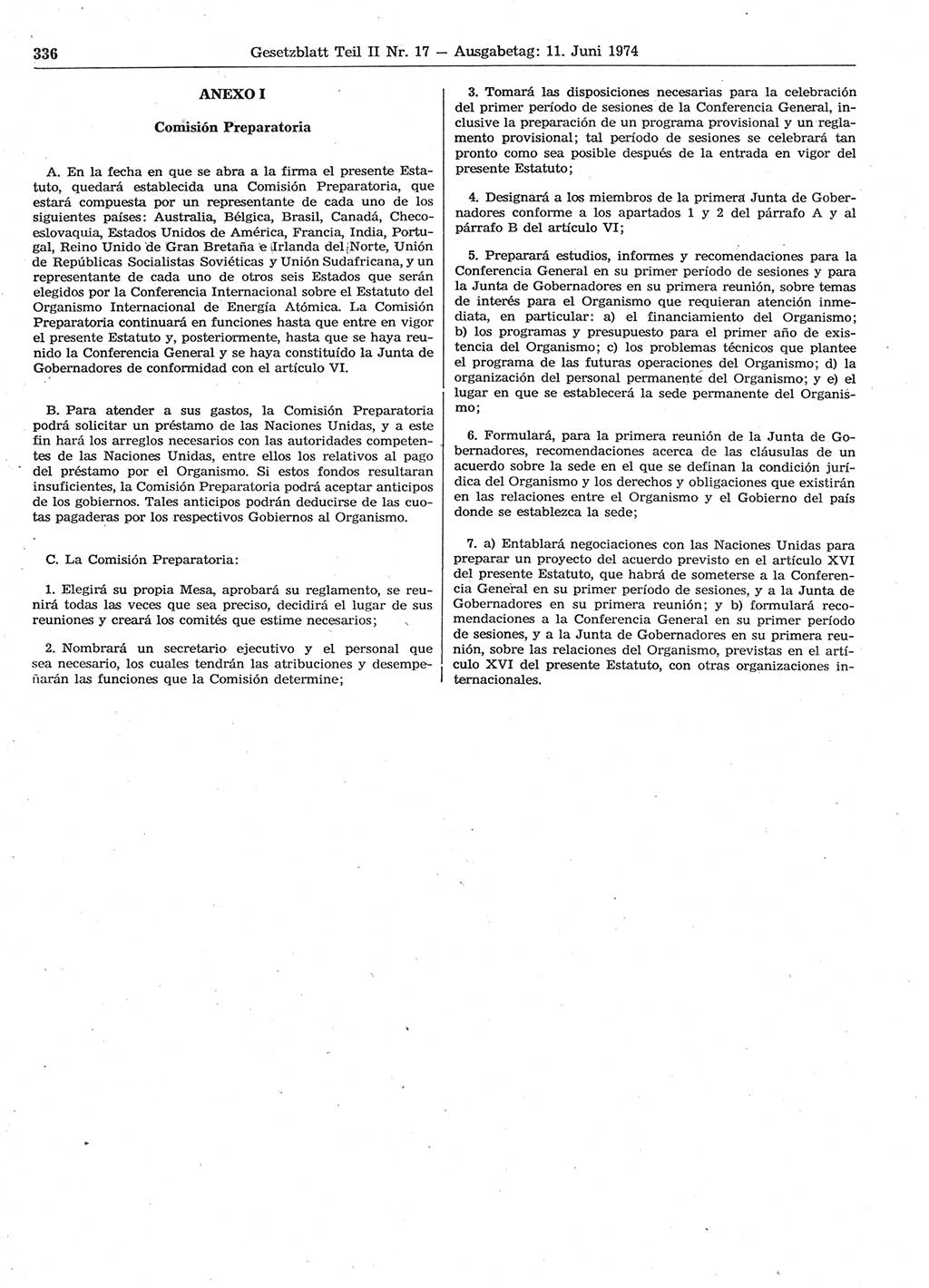 Gesetzblatt (GBl.) der Deutschen Demokratischen Republik (DDR) Teil ⅠⅠ 1974, Seite 336 (GBl. DDR ⅠⅠ 1974, S. 336)