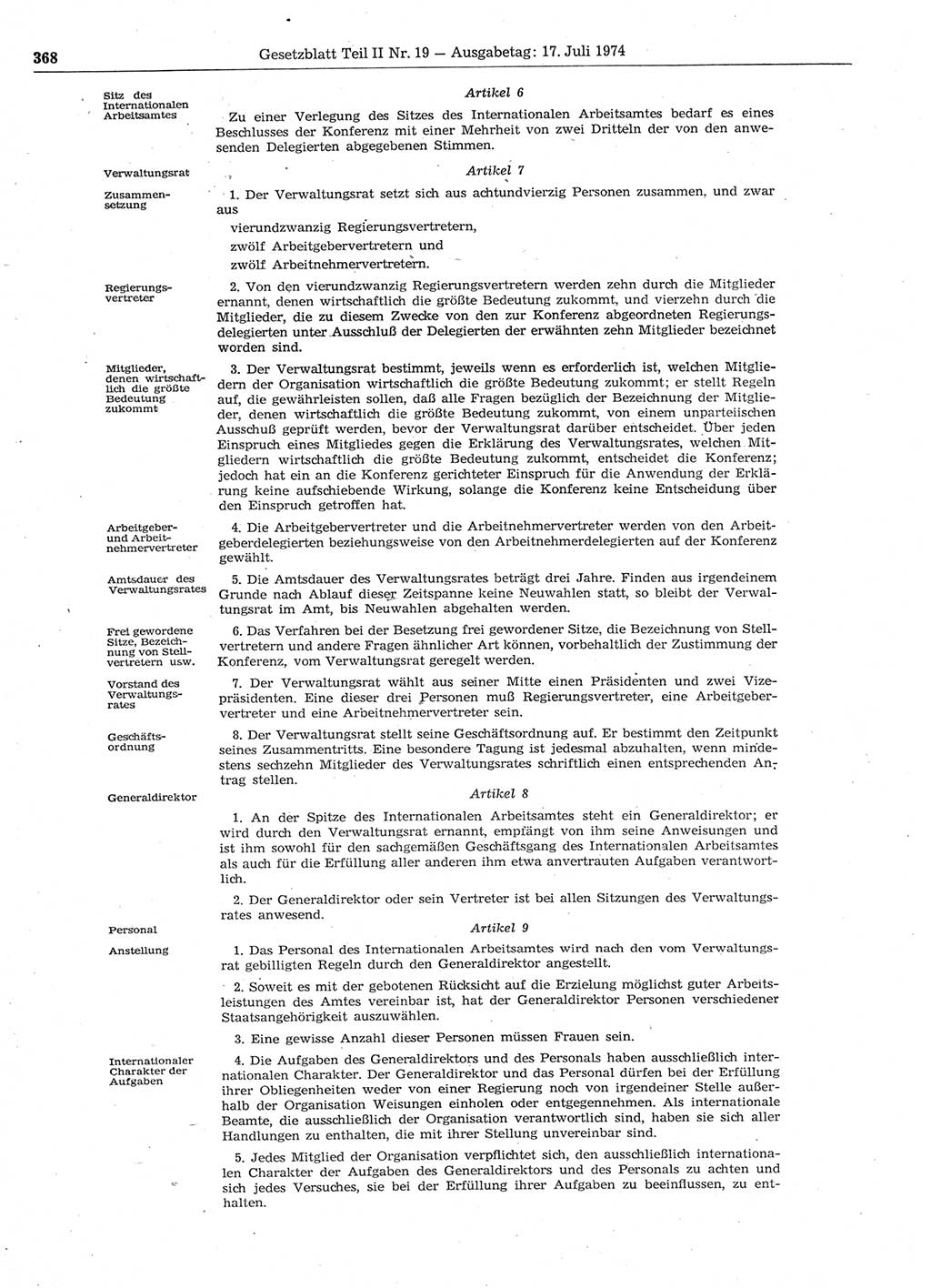 Gesetzblatt (GBl.) der Deutschen Demokratischen Republik (DDR) Teil ⅠⅠ 1974, Seite 368 (GBl. DDR ⅠⅠ 1974, S. 368)