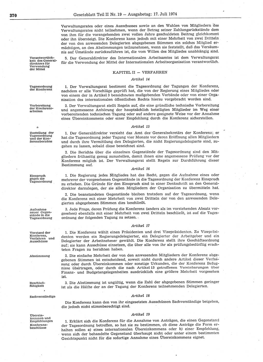 Gesetzblatt (GBl.) der Deutschen Demokratischen Republik (DDR) Teil ⅠⅠ 1974, Seite 370 (GBl. DDR ⅠⅠ 1974, S. 370)