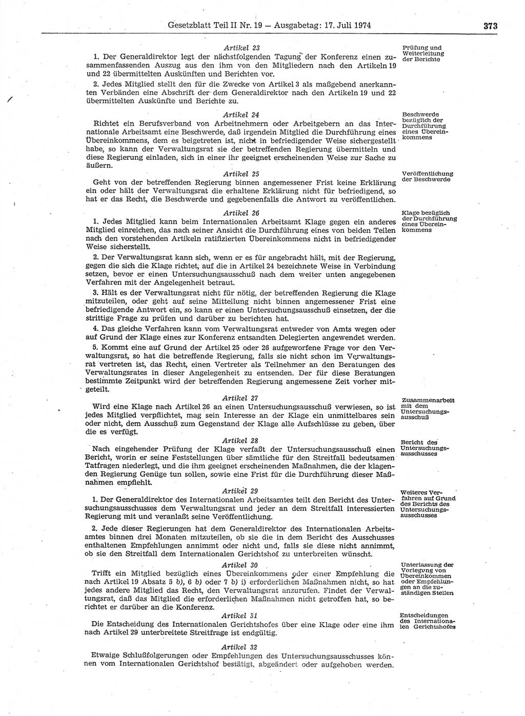 Gesetzblatt (GBl.) der Deutschen Demokratischen Republik (DDR) Teil ⅠⅠ 1974, Seite 373 (GBl. DDR ⅠⅠ 1974, S. 373)