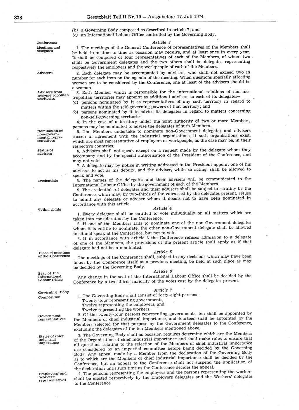 Gesetzblatt (GBl.) der Deutschen Demokratischen Republik (DDR) Teil ⅠⅠ 1974, Seite 378 (GBl. DDR ⅠⅠ 1974, S. 378)