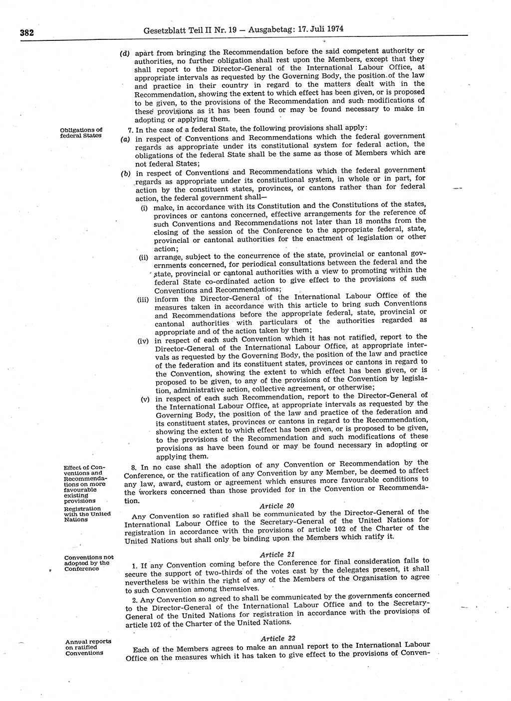 Gesetzblatt (GBl.) der Deutschen Demokratischen Republik (DDR) Teil ⅠⅠ 1974, Seite 382 (GBl. DDR ⅠⅠ 1974, S. 382)