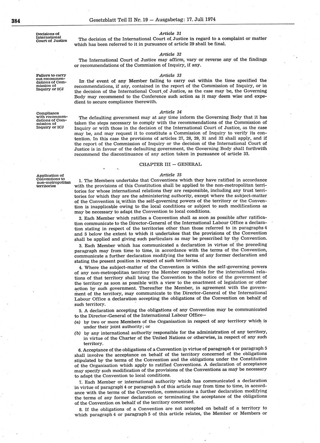 Gesetzblatt (GBl.) der Deutschen Demokratischen Republik (DDR) Teil ⅠⅠ 1974, Seite 384 (GBl. DDR ⅠⅠ 1974, S. 384)
