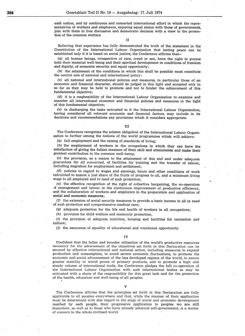 Gesetzblatt (GBl.) der Deutschen Demokratischen Republik (DDR) Teil ⅠⅠ 1974, Seite 386 (GBl. DDR ⅠⅠ 1974, S. 386)