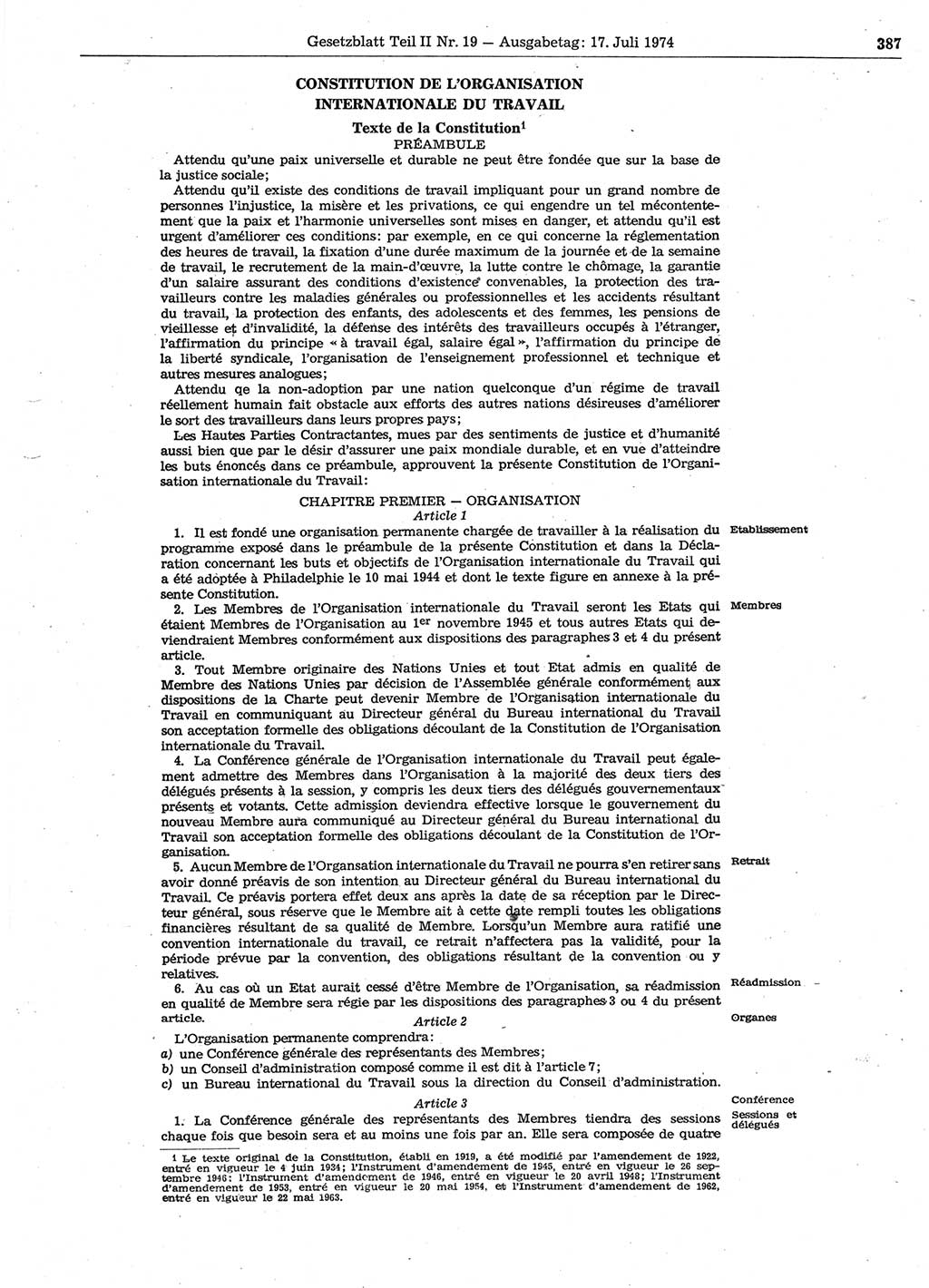 Gesetzblatt (GBl.) der Deutschen Demokratischen Republik (DDR) Teil ⅠⅠ 1974, Seite 387 (GBl. DDR ⅠⅠ 1974, S. 387)