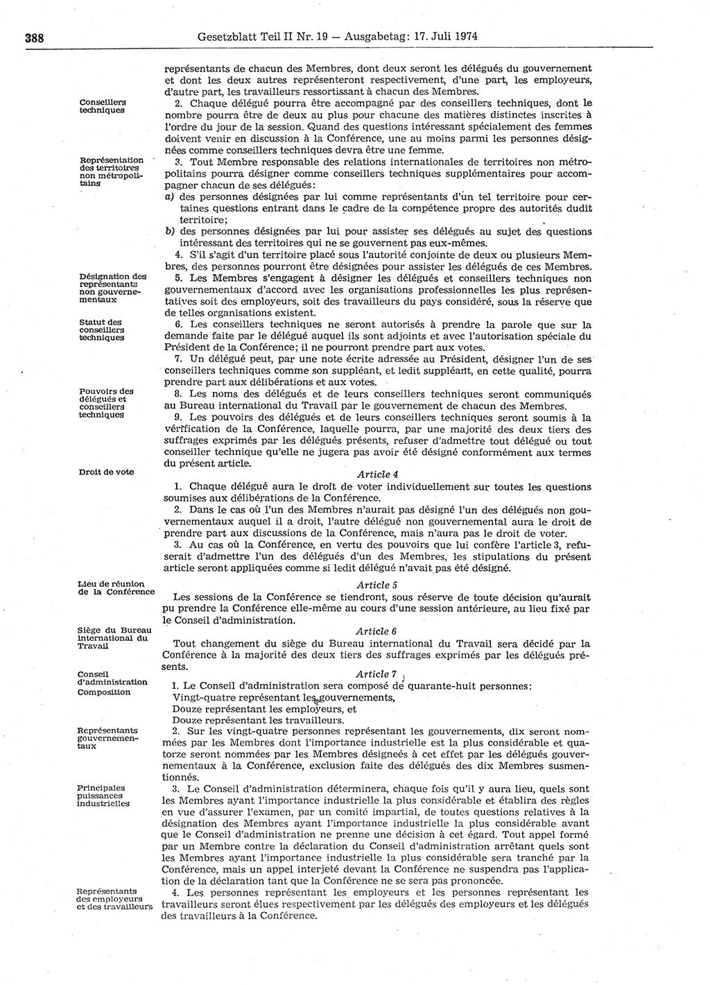 Gesetzblatt (GBl.) der Deutschen Demokratischen Republik (DDR) Teil ⅠⅠ 1974, Seite 388 (GBl. DDR ⅠⅠ 1974, S. 388)