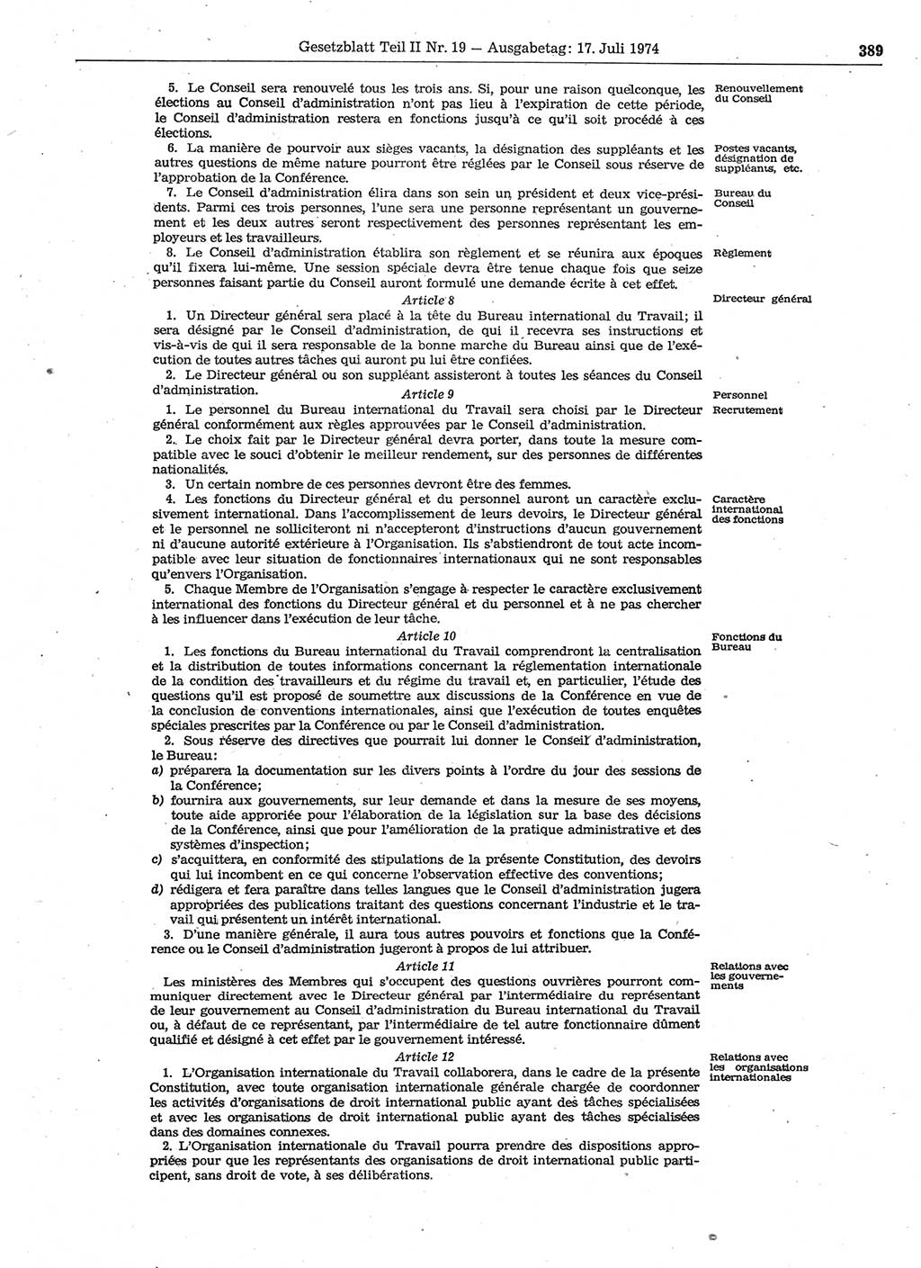 Gesetzblatt (GBl.) der Deutschen Demokratischen Republik (DDR) Teil ⅠⅠ 1974, Seite 389 (GBl. DDR ⅠⅠ 1974, S. 389)