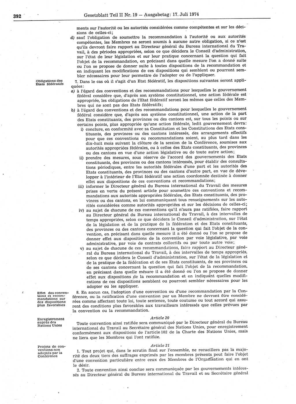 Gesetzblatt (GBl.) der Deutschen Demokratischen Republik (DDR) Teil ⅠⅠ 1974, Seite 392 (GBl. DDR ⅠⅠ 1974, S. 392)