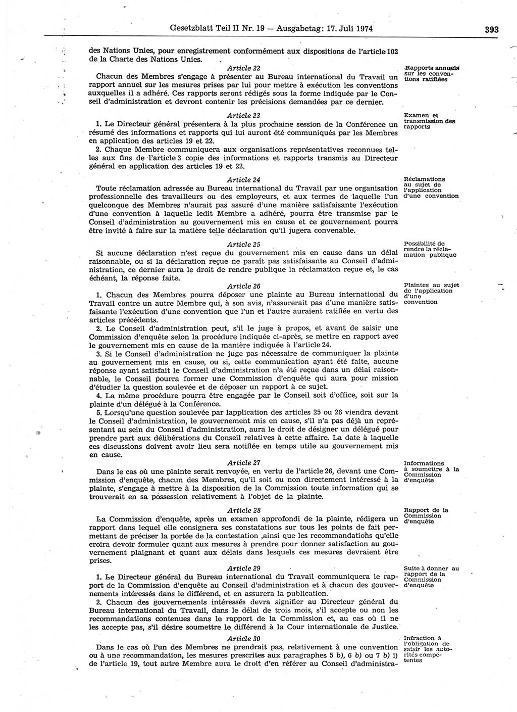 Gesetzblatt (GBl.) der Deutschen Demokratischen Republik (DDR) Teil ⅠⅠ 1974, Seite 393 (GBl. DDR ⅠⅠ 1974, S. 393)
