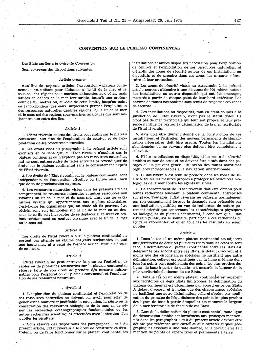 Gesetzblatt (GBl.) der Deutschen Demokratischen Republik (DDR) Teil ⅠⅠ 1974, Seite 427 (GBl. DDR ⅠⅠ 1974, S. 427)