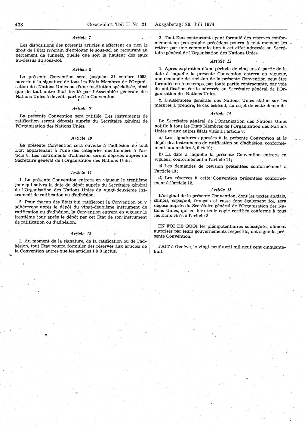 Gesetzblatt (GBl.) der Deutschen Demokratischen Republik (DDR) Teil ⅠⅠ 1974, Seite 428 (GBl. DDR ⅠⅠ 1974, S. 428)