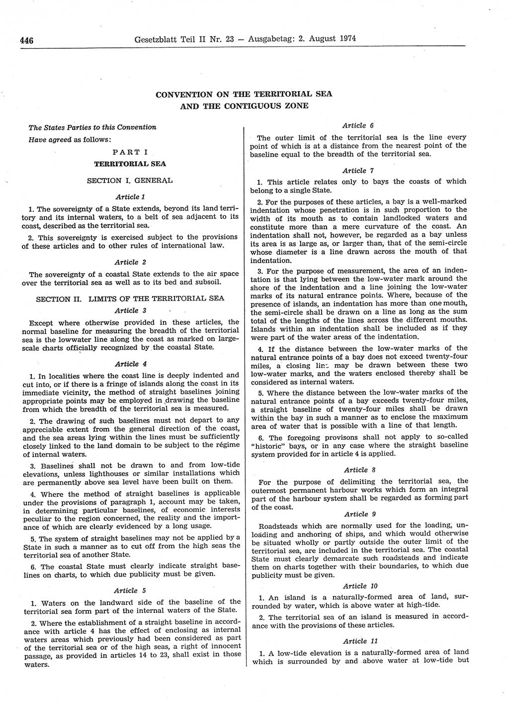 Gesetzblatt (GBl.) der Deutschen Demokratischen Republik (DDR) Teil ⅠⅠ 1974, Seite 446 (GBl. DDR ⅠⅠ 1974, S. 446)