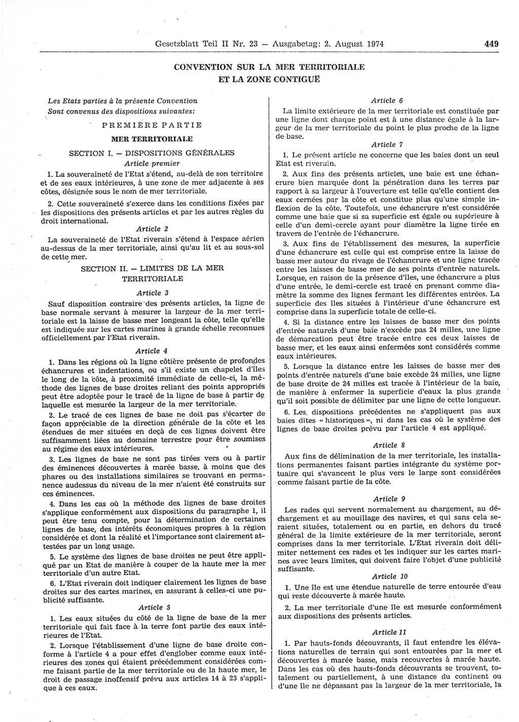 Gesetzblatt (GBl.) der Deutschen Demokratischen Republik (DDR) Teil ⅠⅠ 1974, Seite 449 (GBl. DDR ⅠⅠ 1974, S. 449)