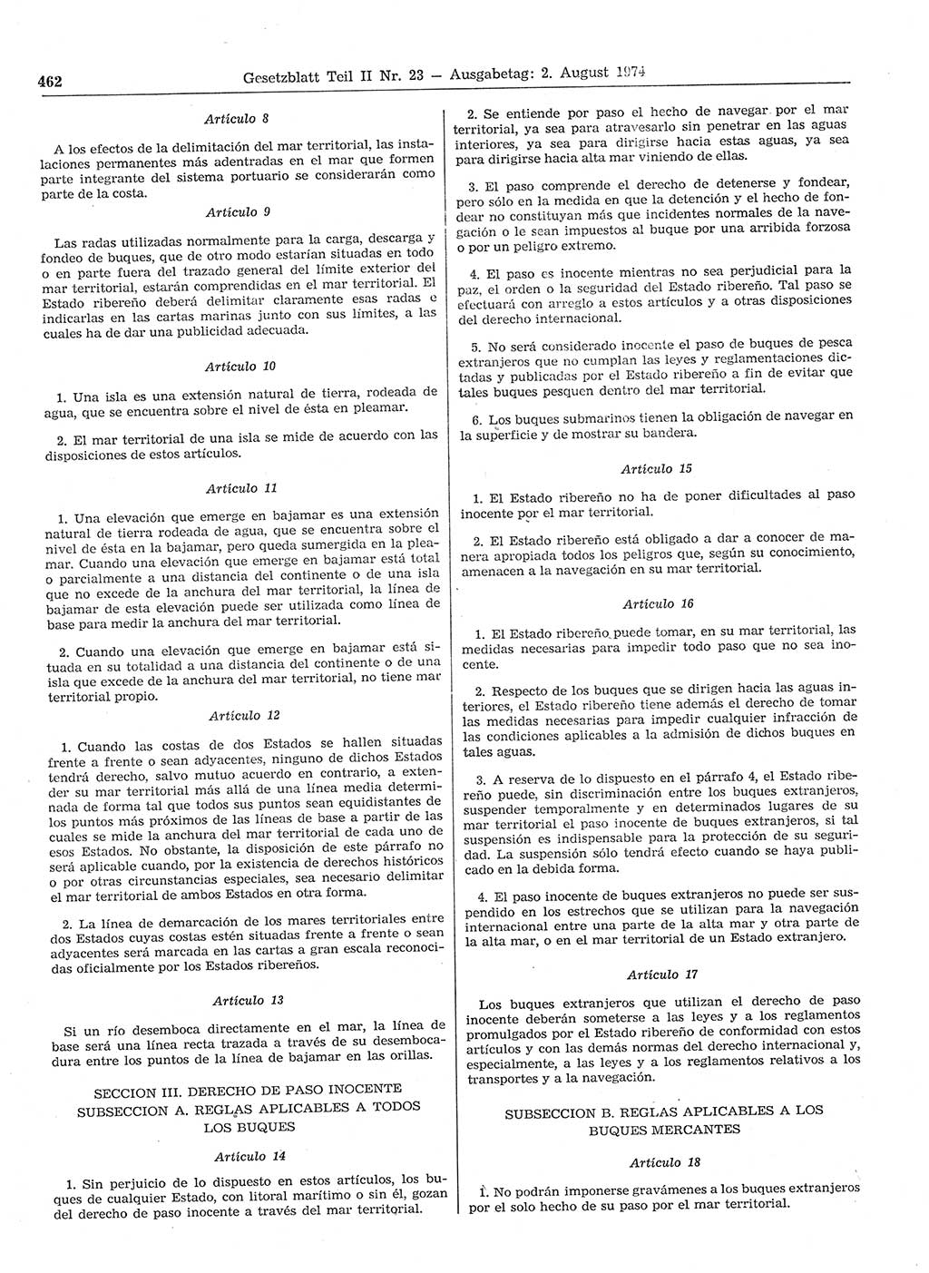 Gesetzblatt (GBl.) der Deutschen Demokratischen Republik (DDR) Teil ⅠⅠ 1974, Seite 462 (GBl. DDR ⅠⅠ 1974, S. 462)
