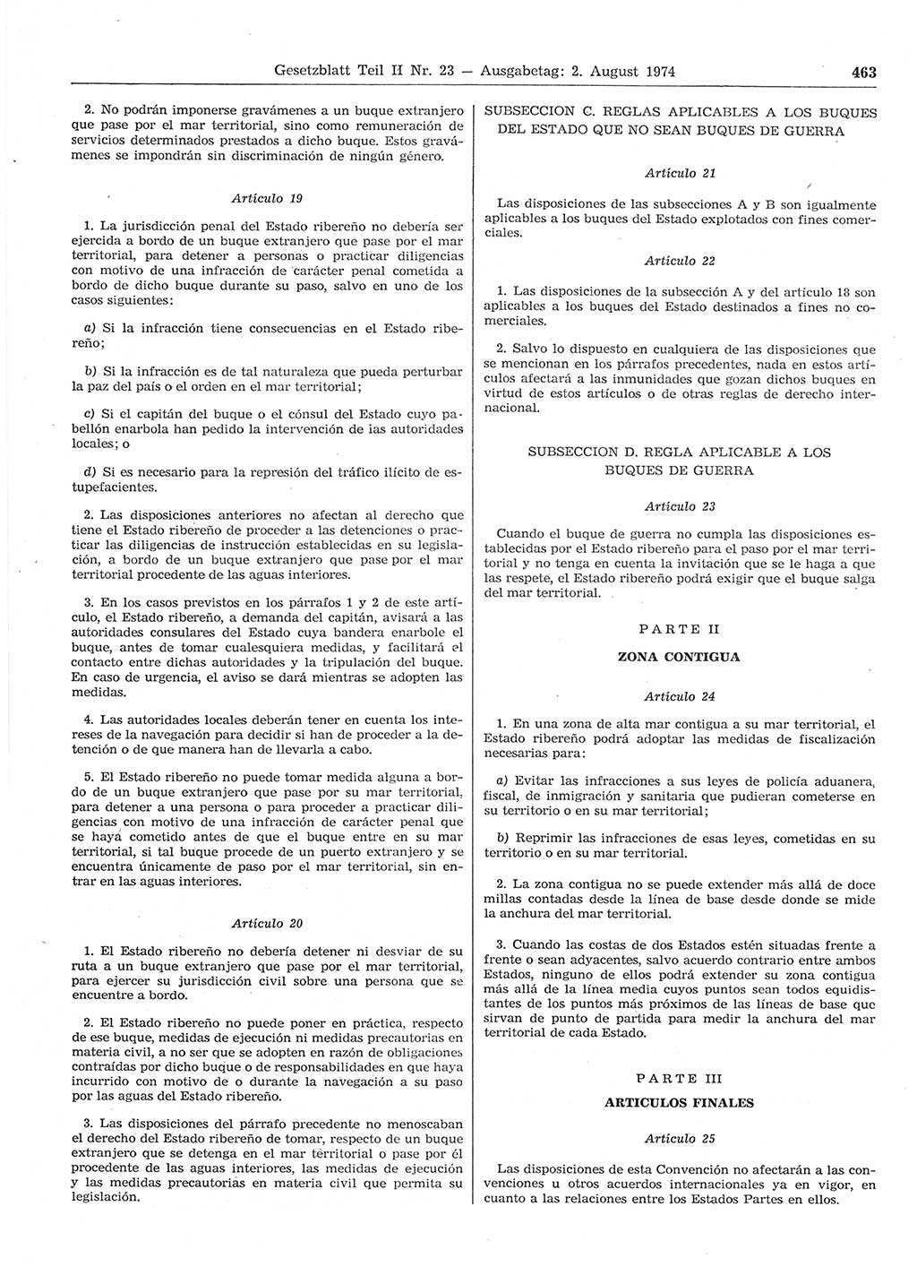 Gesetzblatt (GBl.) der Deutschen Demokratischen Republik (DDR) Teil ⅠⅠ 1974, Seite 463 (GBl. DDR ⅠⅠ 1974, S. 463)