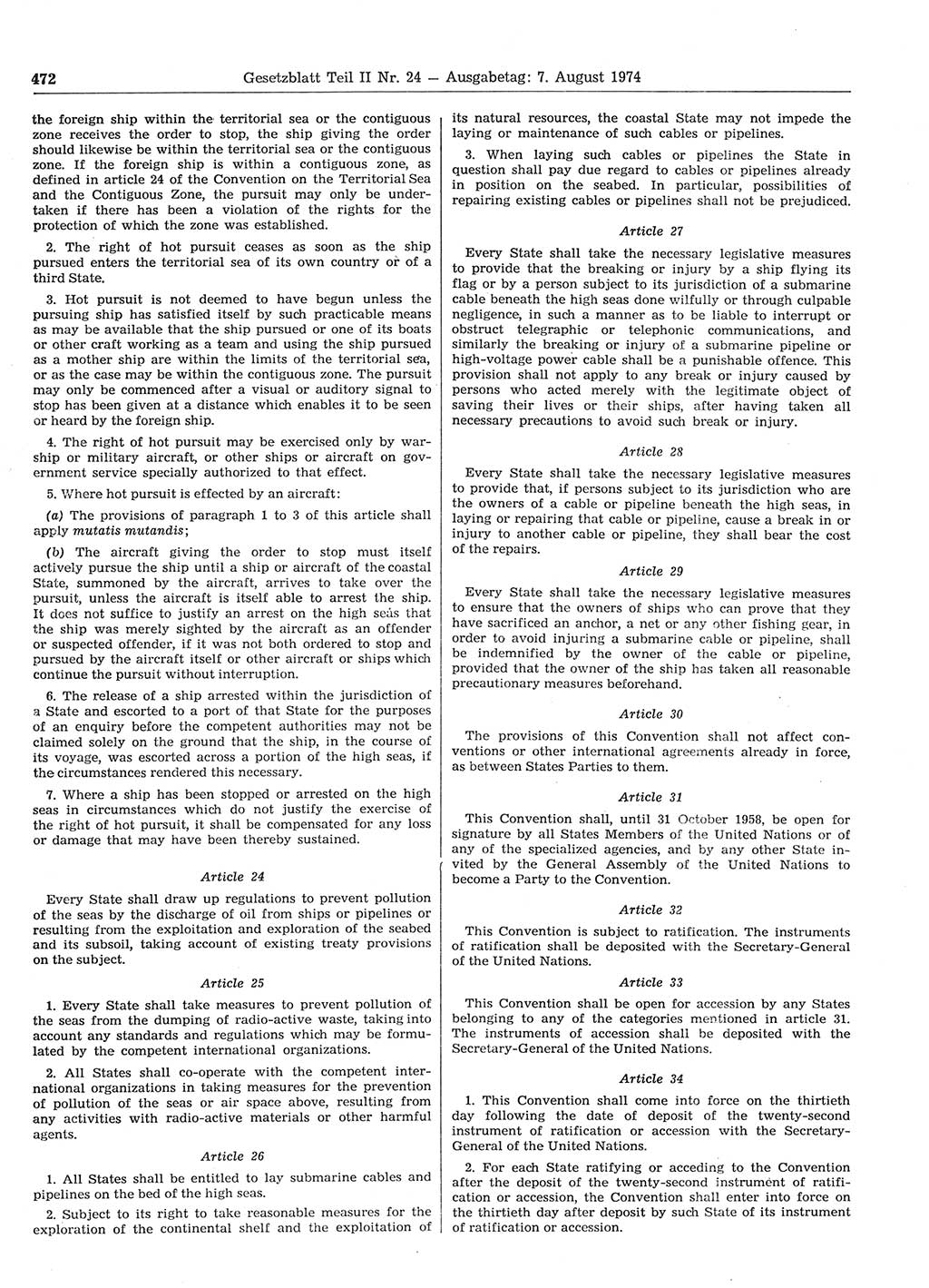 Gesetzblatt (GBl.) der Deutschen Demokratischen Republik (DDR) Teil ⅠⅠ 1974, Seite 472 (GBl. DDR ⅠⅠ 1974, S. 472)