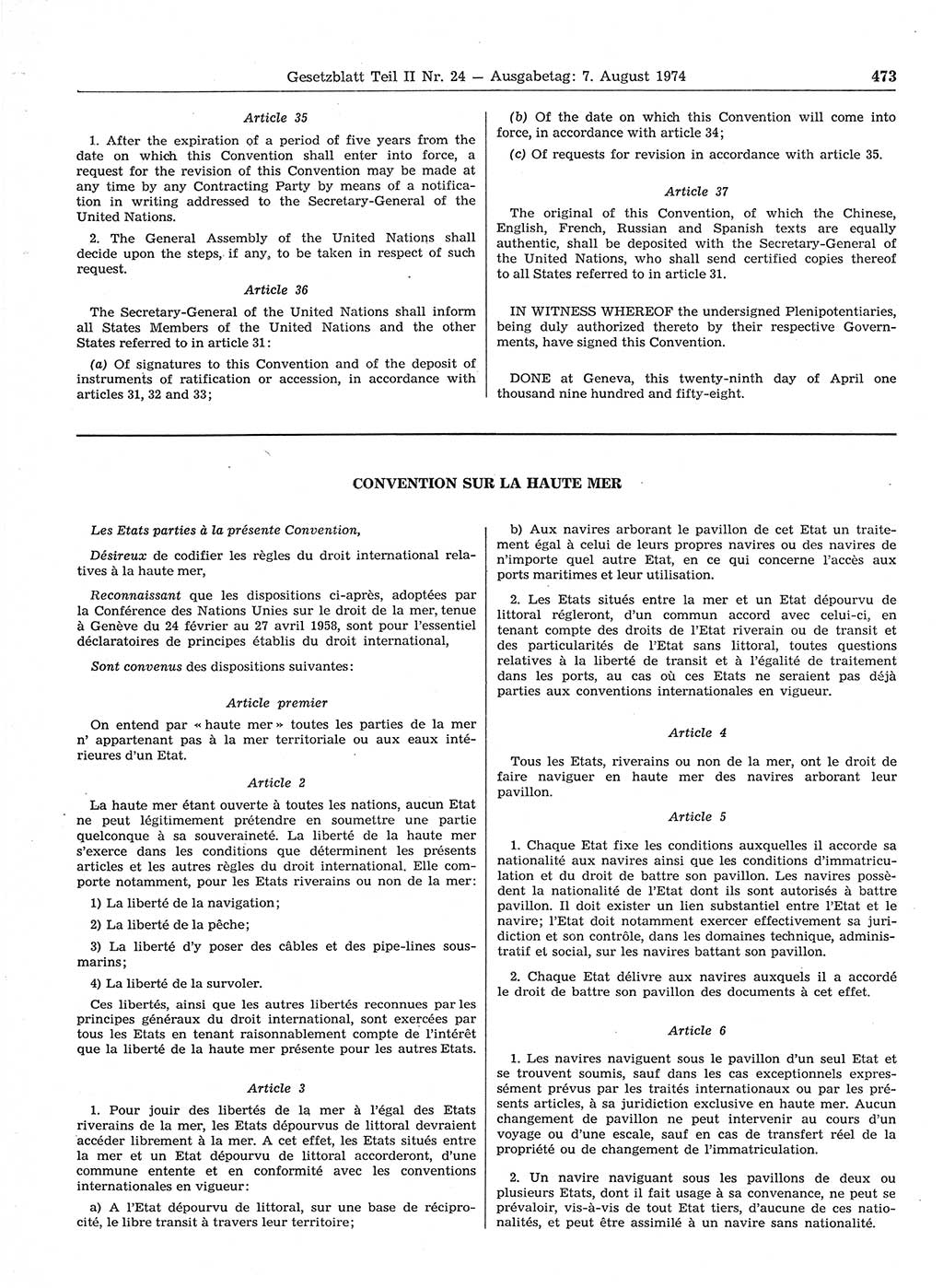 Gesetzblatt (GBl.) der Deutschen Demokratischen Republik (DDR) Teil ⅠⅠ 1974, Seite 473 (GBl. DDR ⅠⅠ 1974, S. 473)