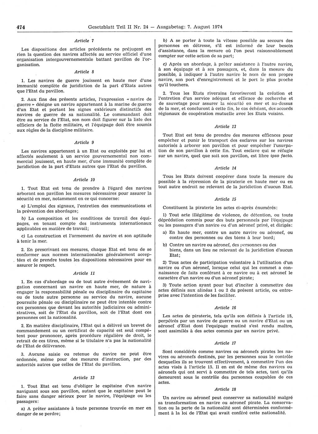 Gesetzblatt (GBl.) der Deutschen Demokratischen Republik (DDR) Teil ⅠⅠ 1974, Seite 474 (GBl. DDR ⅠⅠ 1974, S. 474)