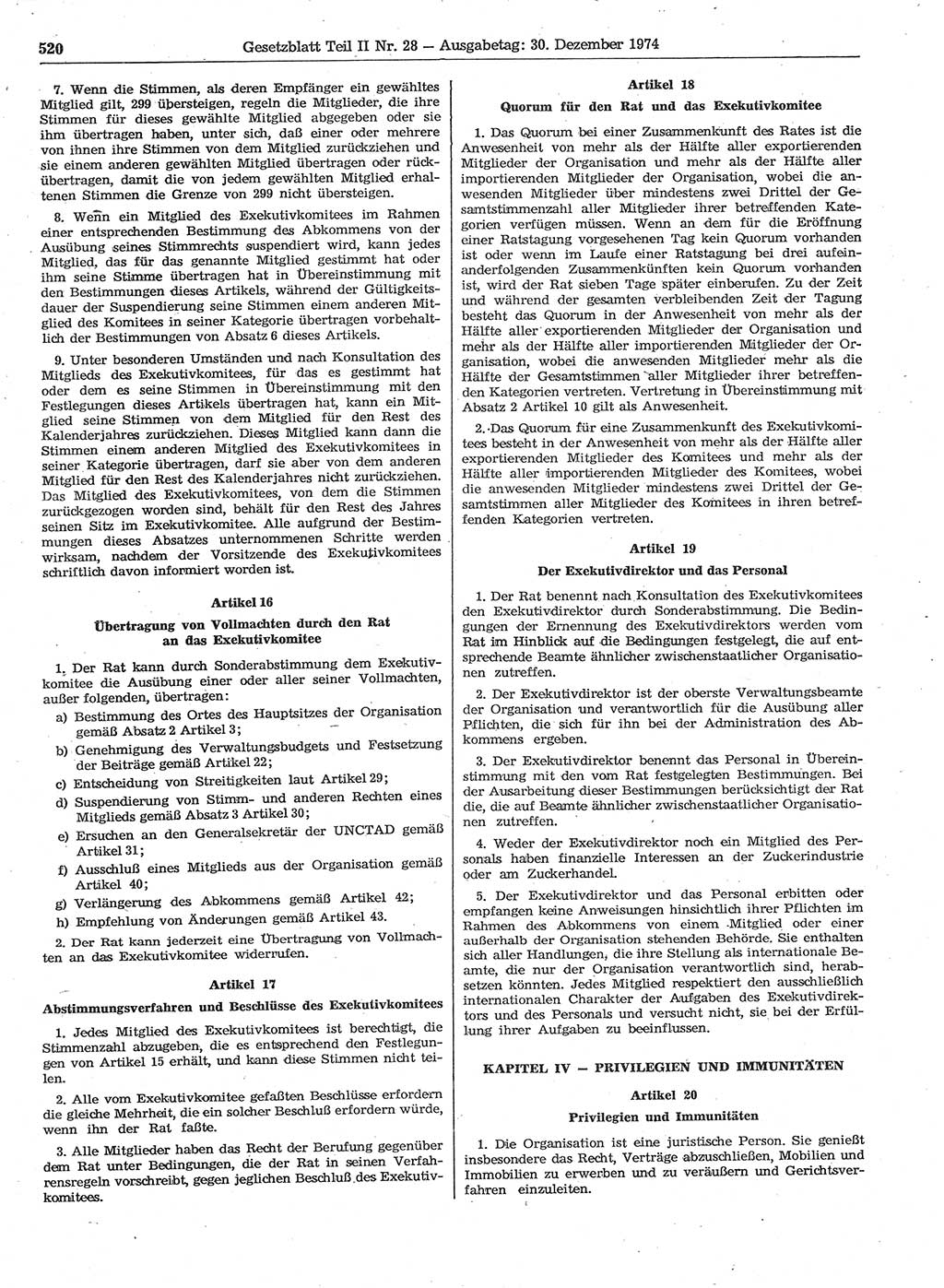 Gesetzblatt (GBl.) der Deutschen Demokratischen Republik (DDR) Teil ⅠⅠ 1974, Seite 520 (GBl. DDR ⅠⅠ 1974, S. 520)