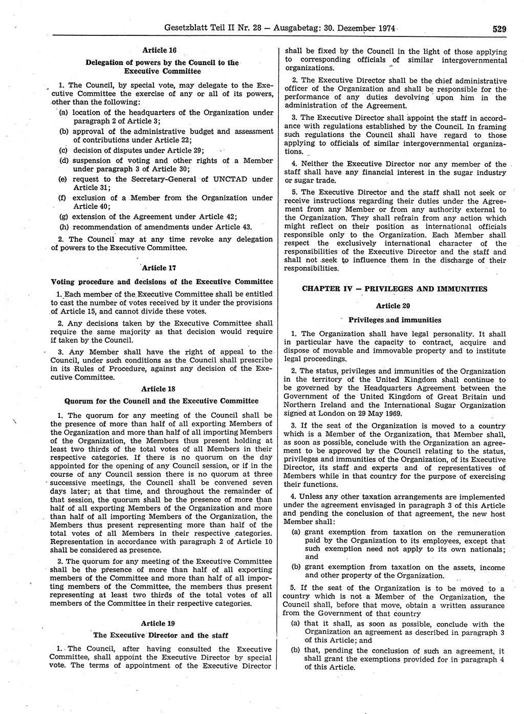 Gesetzblatt (GBl.) der Deutschen Demokratischen Republik (DDR) Teil ⅠⅠ 1974, Seite 529 (GBl. DDR ⅠⅠ 1974, S. 529)