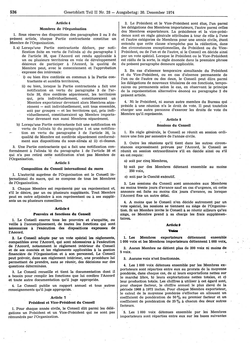 Gesetzblatt (GBl.) der Deutschen Demokratischen Republik (DDR) Teil ⅠⅠ 1974, Seite 536 (GBl. DDR ⅠⅠ 1974, S. 536)