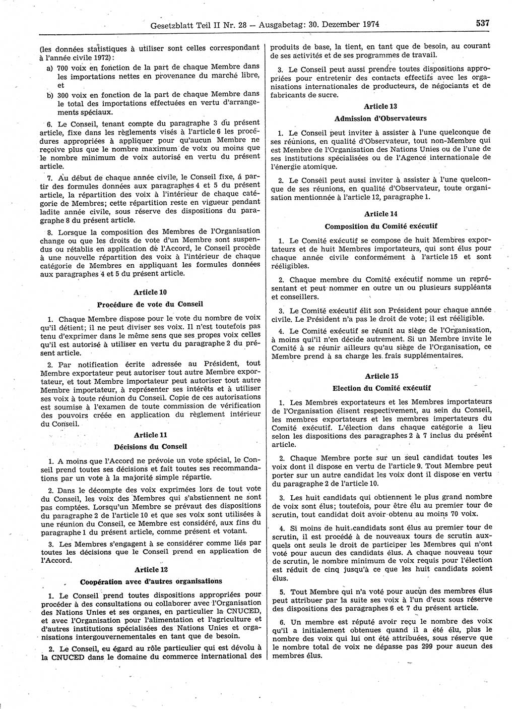 Gesetzblatt (GBl.) der Deutschen Demokratischen Republik (DDR) Teil ⅠⅠ 1974, Seite 537 (GBl. DDR ⅠⅠ 1974, S. 537)