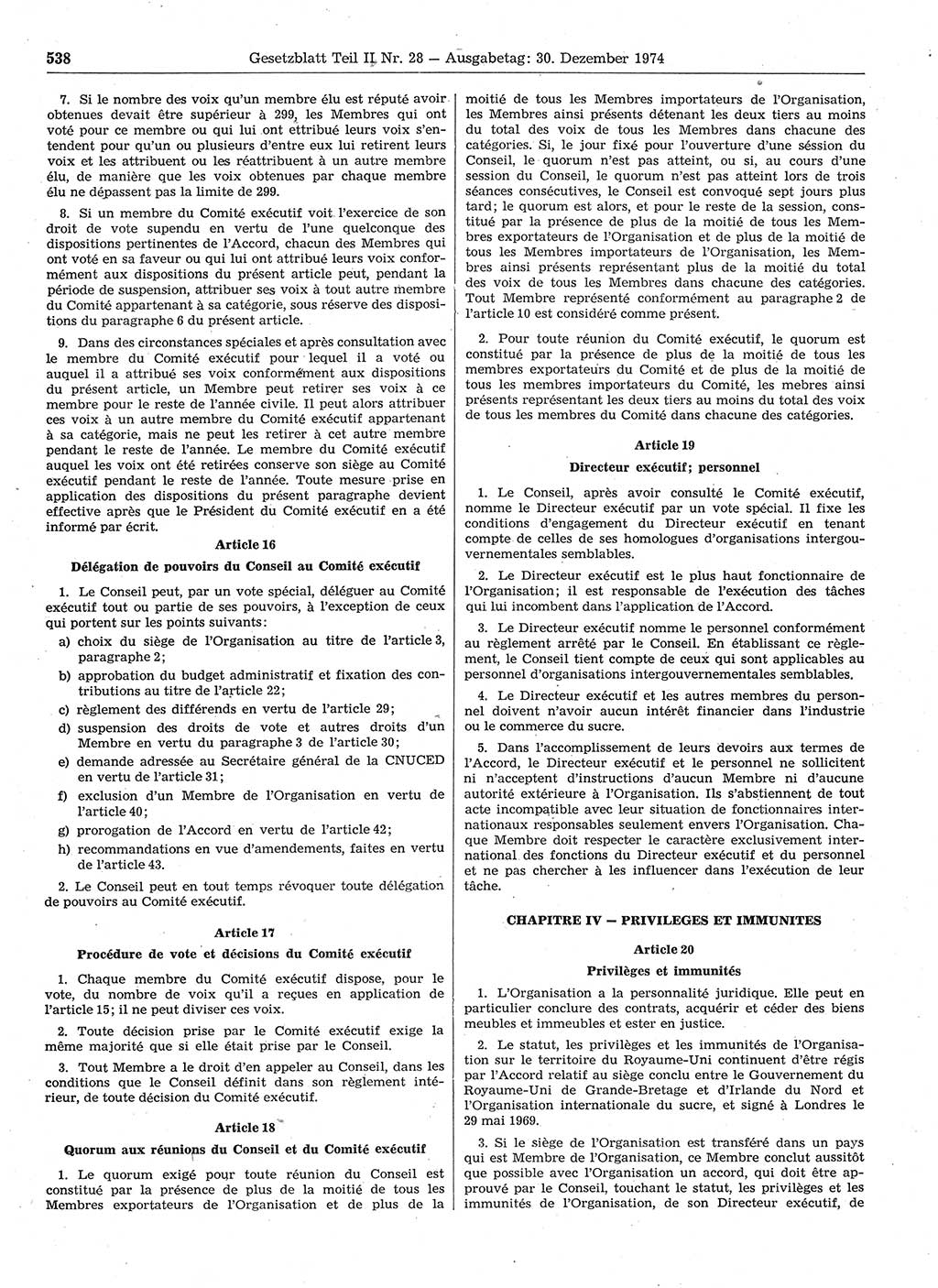Gesetzblatt (GBl.) der Deutschen Demokratischen Republik (DDR) Teil ⅠⅠ 1974, Seite 538 (GBl. DDR ⅠⅠ 1974, S. 538)