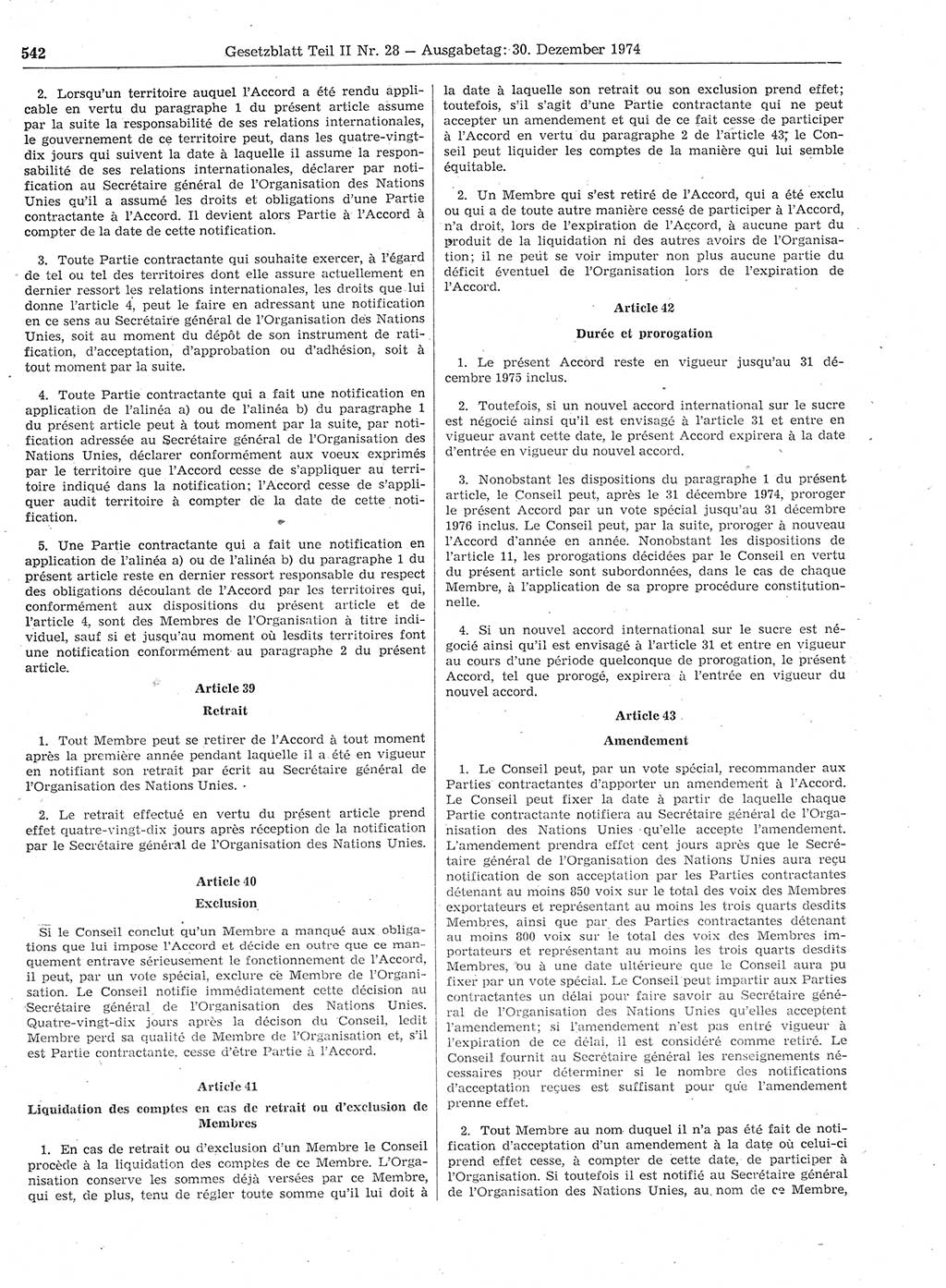 Gesetzblatt (GBl.) der Deutschen Demokratischen Republik (DDR) Teil ⅠⅠ 1974, Seite 542 (GBl. DDR ⅠⅠ 1974, S. 542)