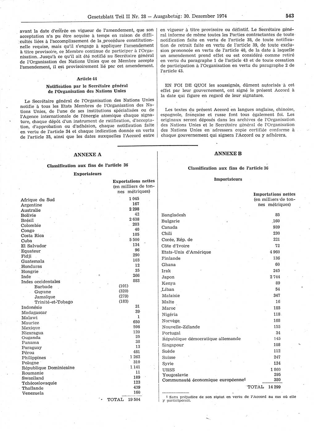 Gesetzblatt (GBl.) der Deutschen Demokratischen Republik (DDR) Teil ⅠⅠ 1974, Seite 543 (GBl. DDR ⅠⅠ 1974, S. 543)