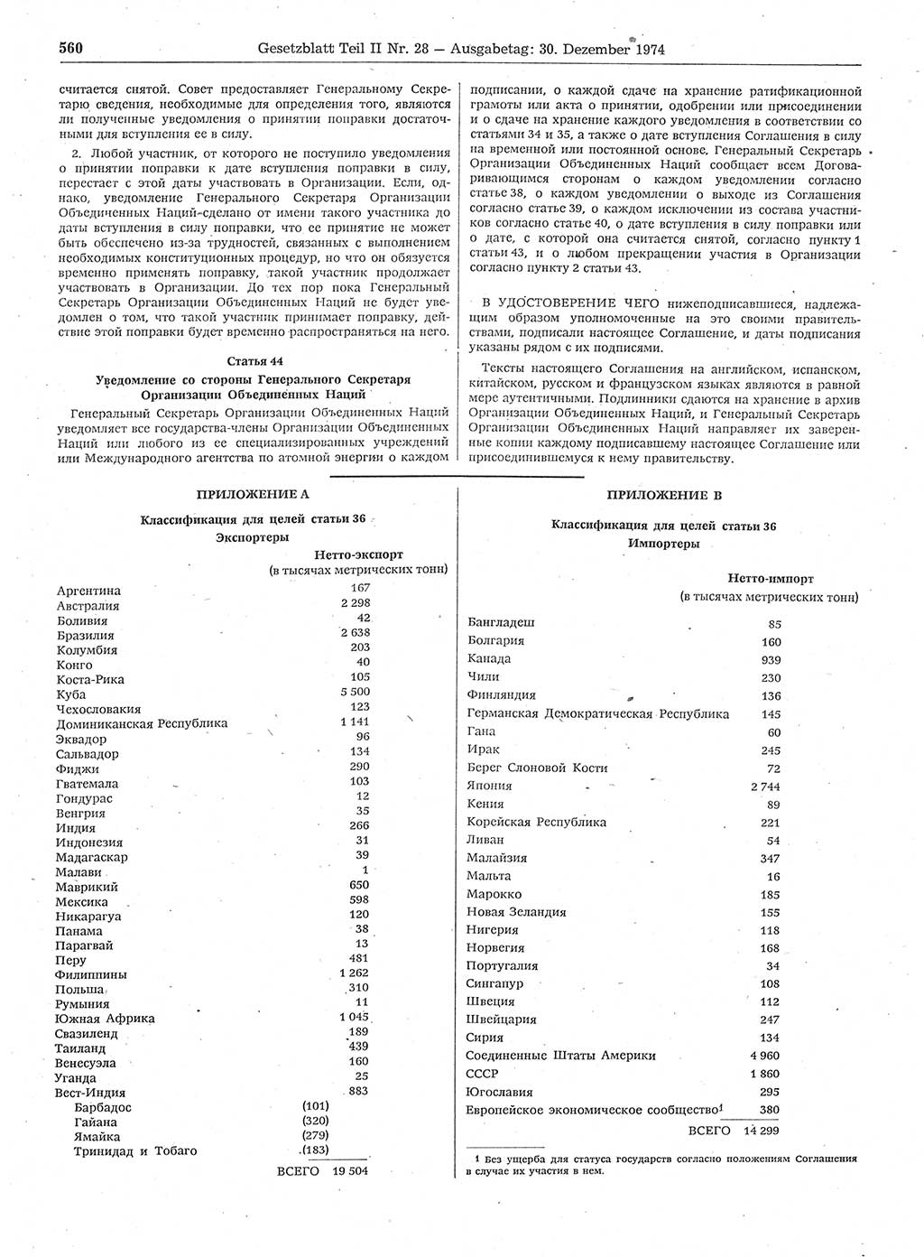 Gesetzblatt (GBl.) der Deutschen Demokratischen Republik (DDR) Teil ⅠⅠ 1974, Seite 560 (GBl. DDR ⅠⅠ 1974, S. 560)