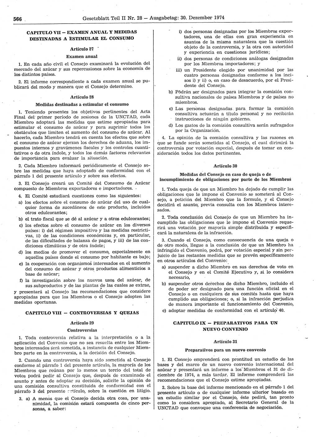 Gesetzblatt (GBl.) der Deutschen Demokratischen Republik (DDR) Teil ⅠⅠ 1974, Seite 566 (GBl. DDR ⅠⅠ 1974, S. 566)
