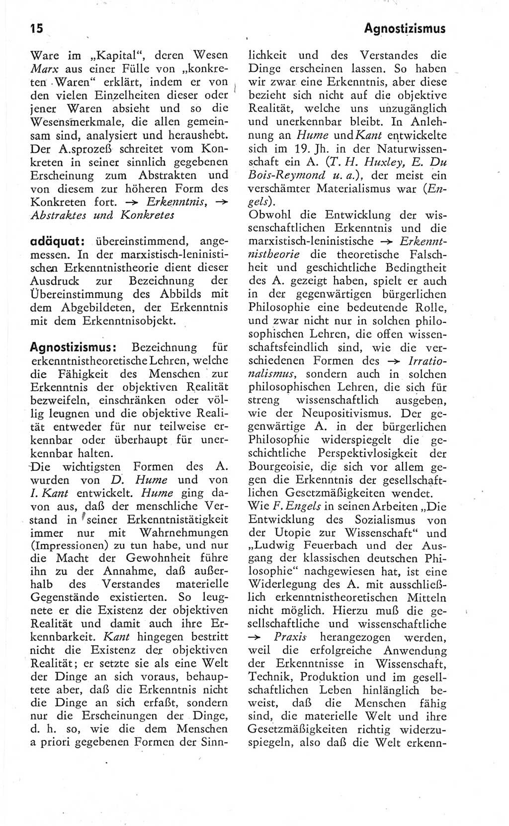 Kleines Wörterbuch der marxistisch-leninistischen Philosophie [Deutsche Demokratische Republik (DDR)] 1974, Seite 15 (Kl. Wb. ML Phil. DDR 1974, S. 15)