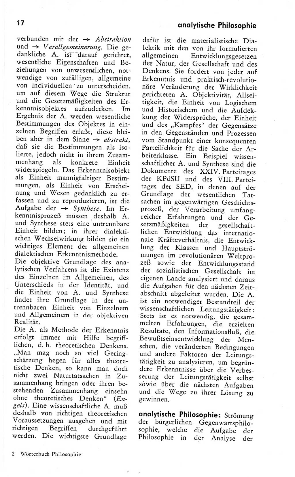 Kleines Wörterbuch der marxistisch-leninistischen Philosophie [Deutsche Demokratische Republik (DDR)] 1974, Seite 17 (Kl. Wb. ML Phil. DDR 1974, S. 17)