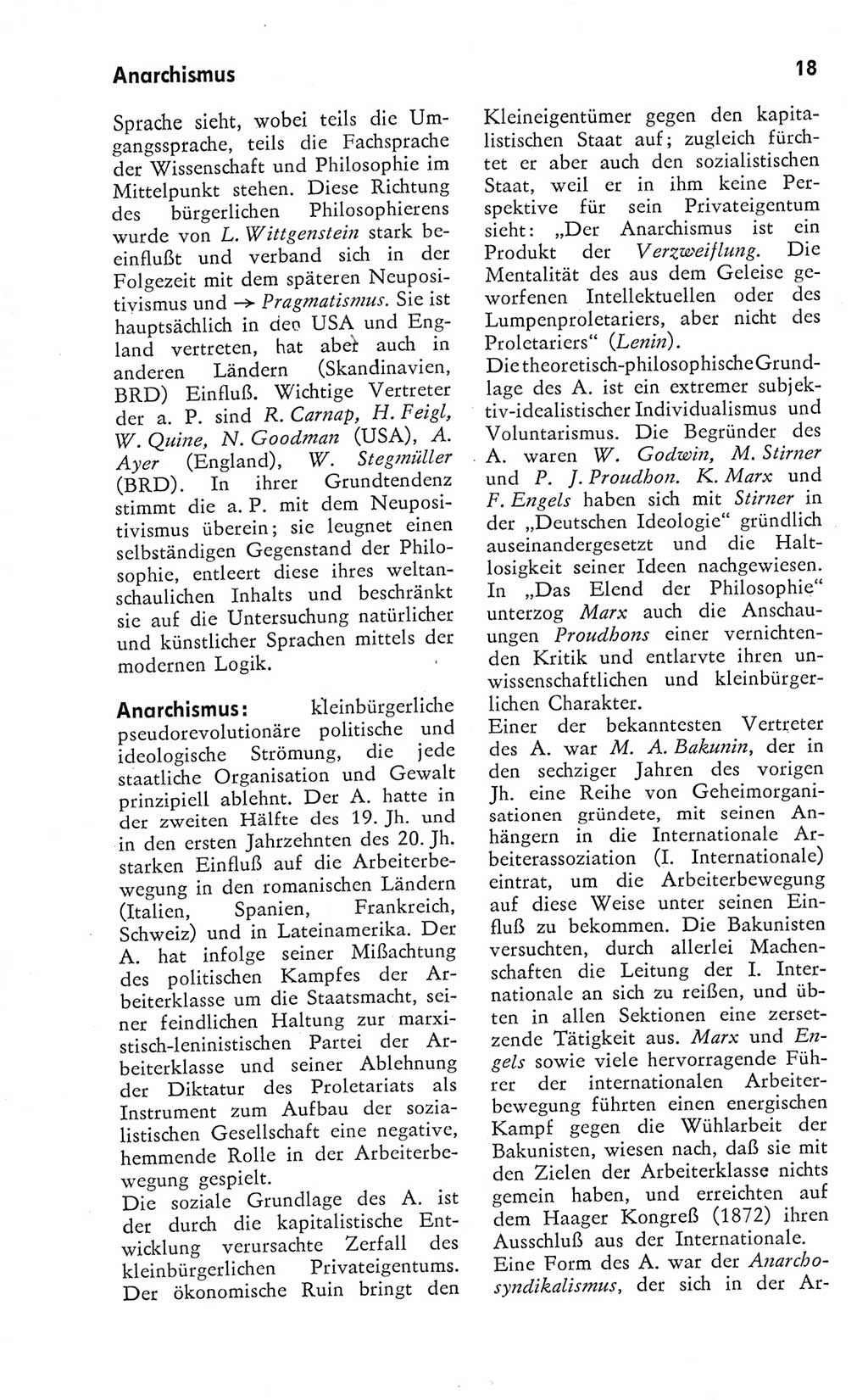 Kleines Wörterbuch der marxistisch-leninistischen Philosophie [Deutsche Demokratische Republik (DDR)] 1974, Seite 18 (Kl. Wb. ML Phil. DDR 1974, S. 18)
