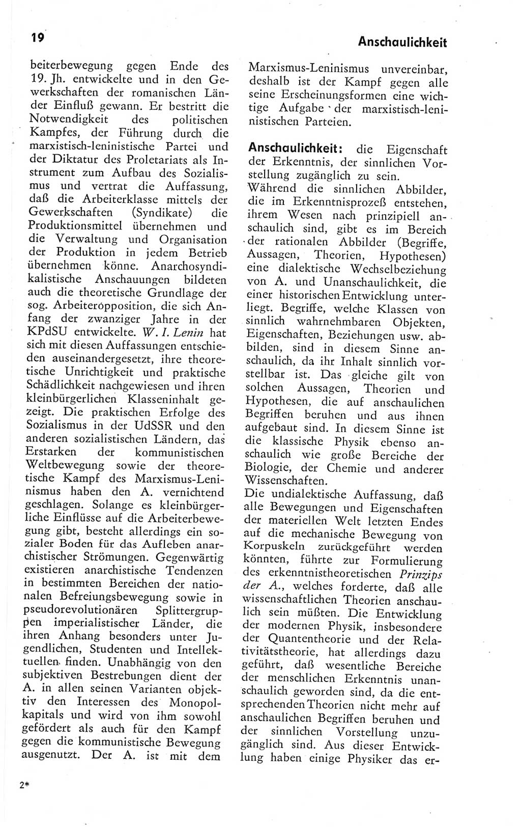 Kleines Wörterbuch der marxistisch-leninistischen Philosophie [Deutsche Demokratische Republik (DDR)] 1974, Seite 19 (Kl. Wb. ML Phil. DDR 1974, S. 19)