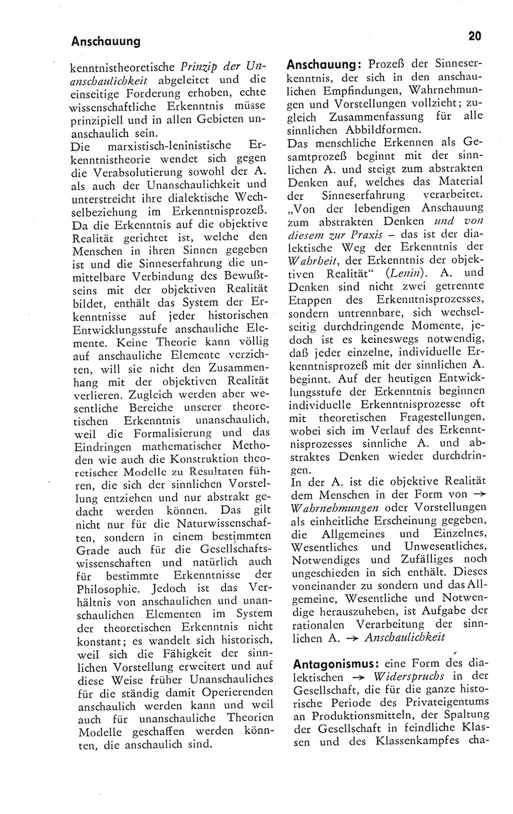 Kleines Wörterbuch der marxistisch-leninistischen Philosophie [Deutsche Demokratische Republik (DDR)] 1974, Seite 20 (Kl. Wb. ML Phil. DDR 1974, S. 20)