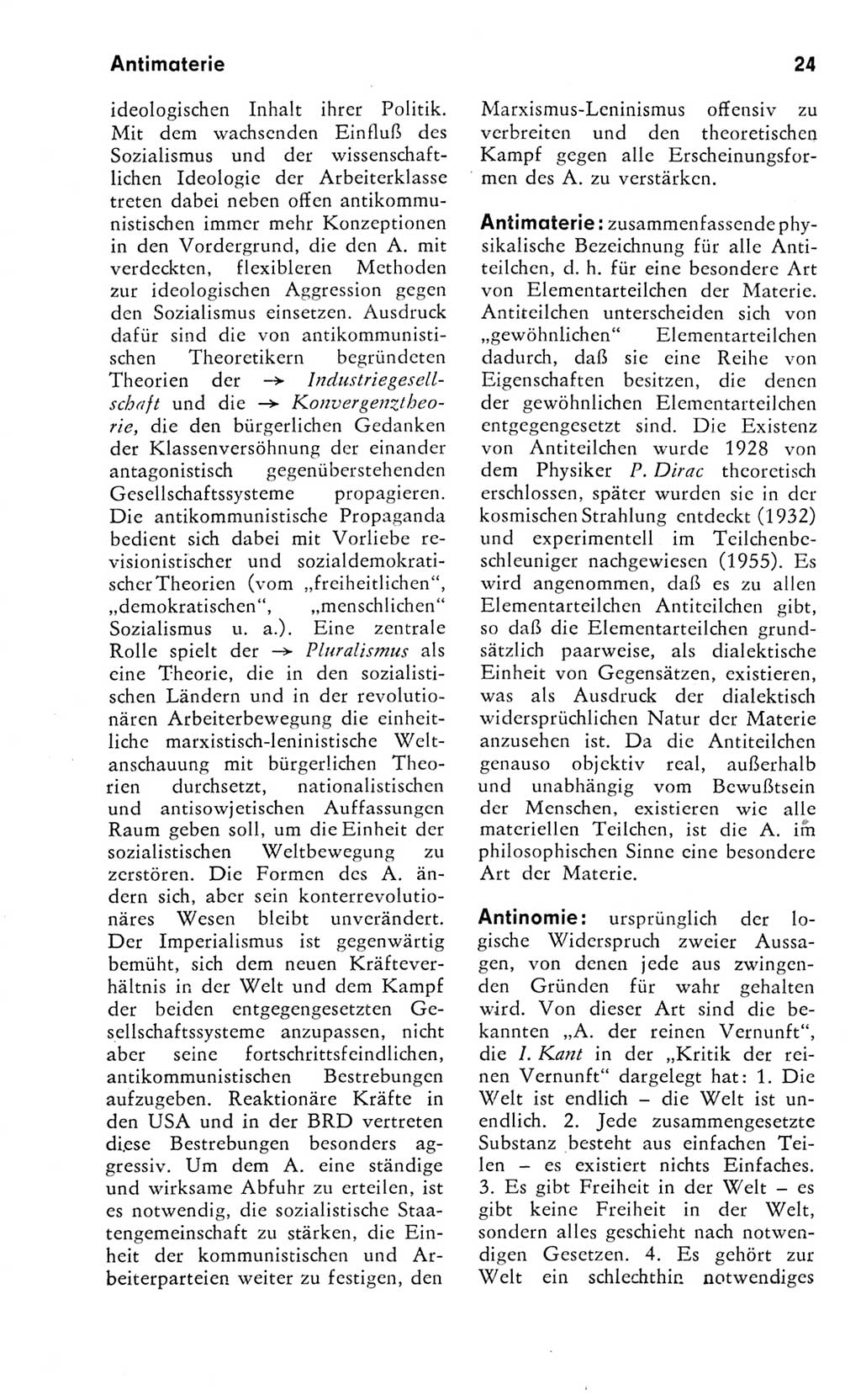 Kleines Wörterbuch der marxistisch-leninistischen Philosophie [Deutsche Demokratische Republik (DDR)] 1974, Seite 24 (Kl. Wb. ML Phil. DDR 1974, S. 24)